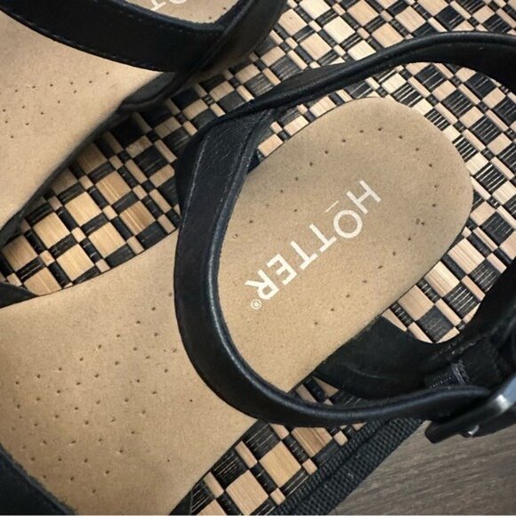 Hotter Black Leather Comfort Open-Toe Sandals Size 5 - Picture 4 of 13